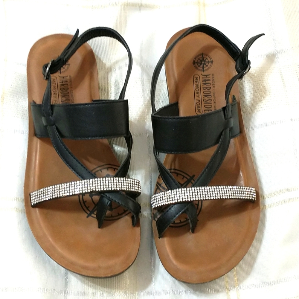 Ladies harbor sides memory foam sandals with bling SZ 7